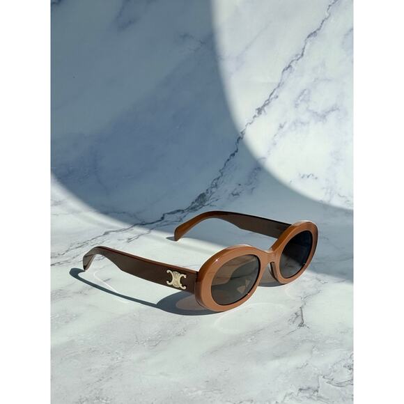 NEW Celine CL40194U Triomphe Brown Oval Sunglasses - Picture 10 of 10